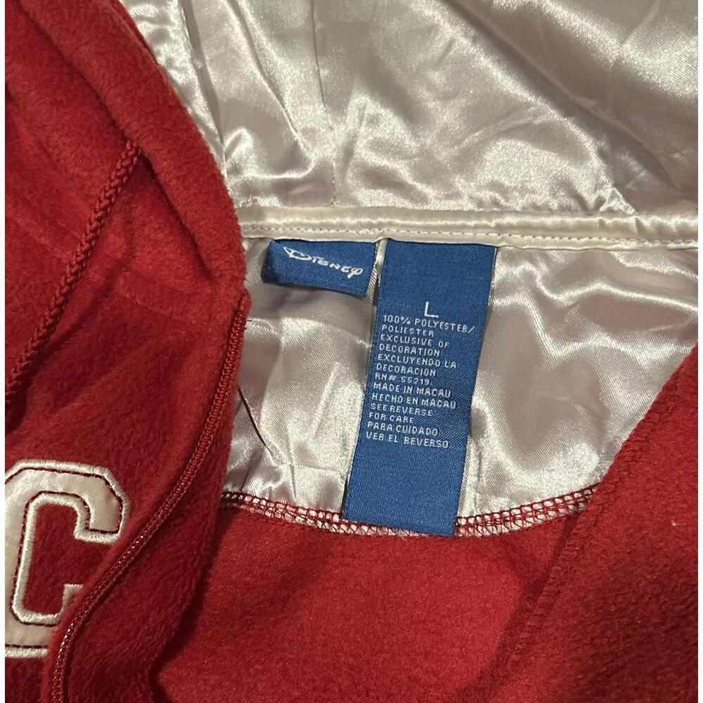 Disney Girl's Mickey Mouse Red Full Zip Hoodie Embroidery Satin Hood Fleece LG - Picture 7 of 15